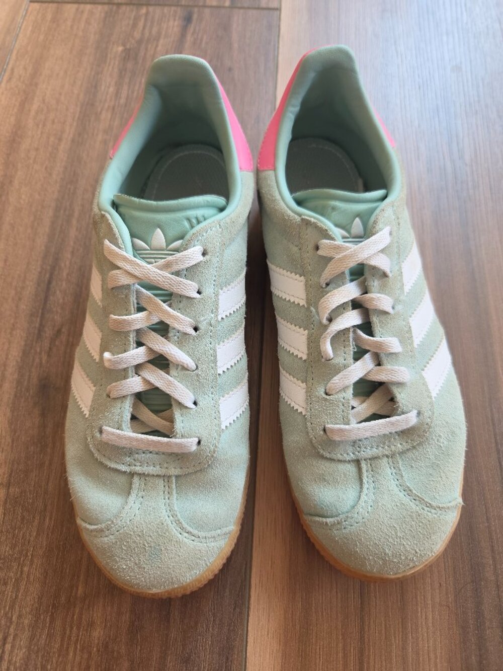 Adidas Gazelle mint and pink